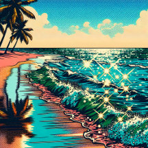 A Sparkling Beach with Palm Trees 