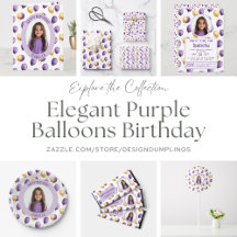 Elegant Purple Balloons Birthday
