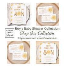 Here Comes The Son Boy's Baby Shower Collection.