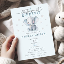 Blue Boys Elephant Little Peanut Baby Shower 