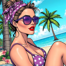 Purple Bikini's, Bandanna and Sunglasses