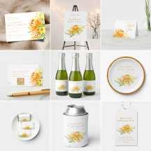 Yellow and Orange Floral Watercolor Bridal Shower