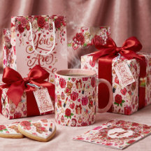 Cute Red Pink Watercolor Valentine