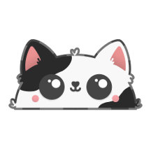 Cute Kawaii Cartoon Black & White Cat