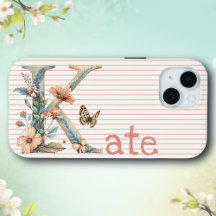 Floral Butterfly Initial Personalized Phone Case