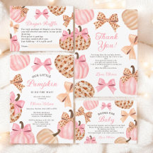 Cute Coquette Pink Bow Leopard Pumpkin baby shower