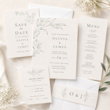 Modern Sage Green & Ivory Botanical Wedding Suite