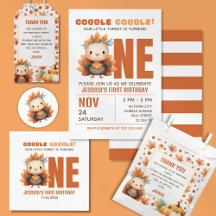 Little Turkey Gobble Thanksgiving 1st Birthday