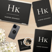 Monogram Black White Simple Monogrammed Gift Ideas