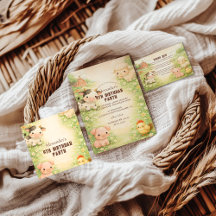 Whimsical Farm Friends Storybook Kids Birthday