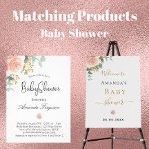 Baby Shower - pink floral eucalyptus greenery