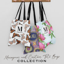 Modern and Elegant Creative Monogram Tote Bags