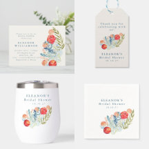 Blue Red Botanical Bridal Shower Decor Collection
