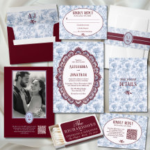 Cornflower Blue & Burgundy Heirloom Lace Wedding