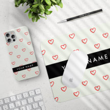Red Hearts, Cute, Black, Your Name