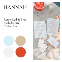 Retro Modern Blue & Red Beach Bliss Bachelorette