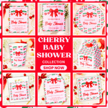 Cherry Baby Shower Red Gingham Bow Collection