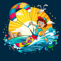 De vrolijke kite surfing collectie.