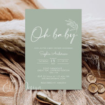 Modern Sage Green Baby Shower 