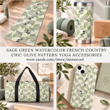 SageGreen Watercolor Olive Pattern Yoga Accessorie
