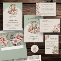 Boho Floral Cowgirl Boots Quinceanera