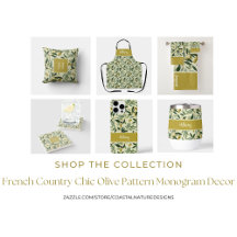 French Country Chic Olive Pattern Monogram Decor