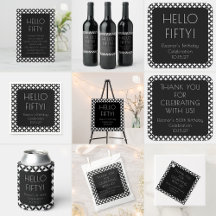 Black White Mid Century Modern 50th Birthday Party