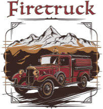 Firefighting: Retro fire engine mountain range