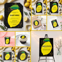 Cute Fun Yellow Lemon Gold Glitters Baby Shower