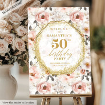Blush Ivory Gold Birthday Welcome Posters #15B