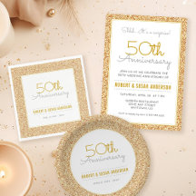 Gold Glitter 50th Wedding Anniversary Celebration