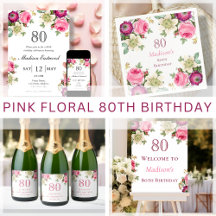 Pink Floral 80th Birthday Collection