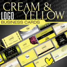 Yellow Cream Logo Business Cards - Classy Luxury