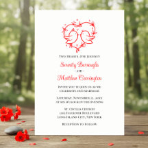 Whimsical Lovebirds Boho Red Heart Wedding Suite