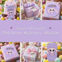 Pastel Goth Easter Pink Bunny Skeleton Collection
