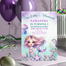 1st birthday girl purple and turquoise mermaid 
