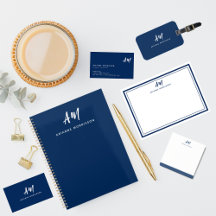 Two Monogram Casual Script   Navy Blue