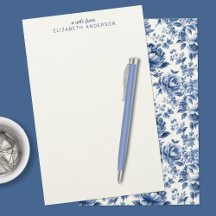 Blue White Vintage Roses Stationery Office