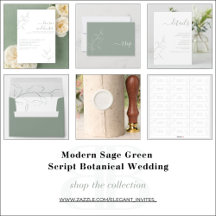 Modern Sage Green Script Botanical Wedding