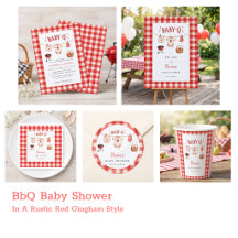 BBQ Baby Shower Rustic Gingham Event Suite