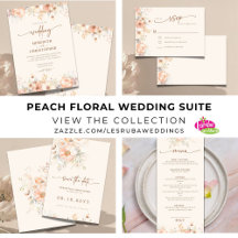 Peach Floral Watercolor Wedding Suite