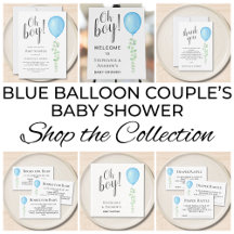 Blue Balloon Couples Boy's Baby Shower Collection