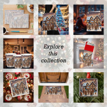 Gingerbread house and cute gingerbread family