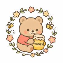 Floral Honey Bear Collection | Pastel Watercolor A
