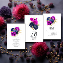 Magenta Navy and Gold Floral Wedding