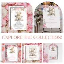 Whimsical Swinging Teddy Bear Baby Shower