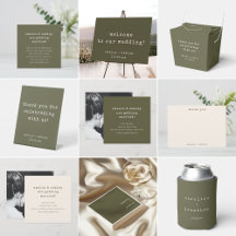Minimalist Olive Classic Typewriter Wedding Suite