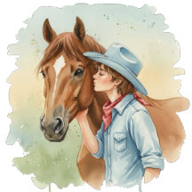 Blue Cowboy Kissing a Horse Gifts and Invite