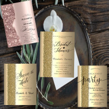 Elegant Rose Gold,Gold Glitter Script 