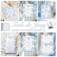 Toile de Jouy Blue Baby Shower